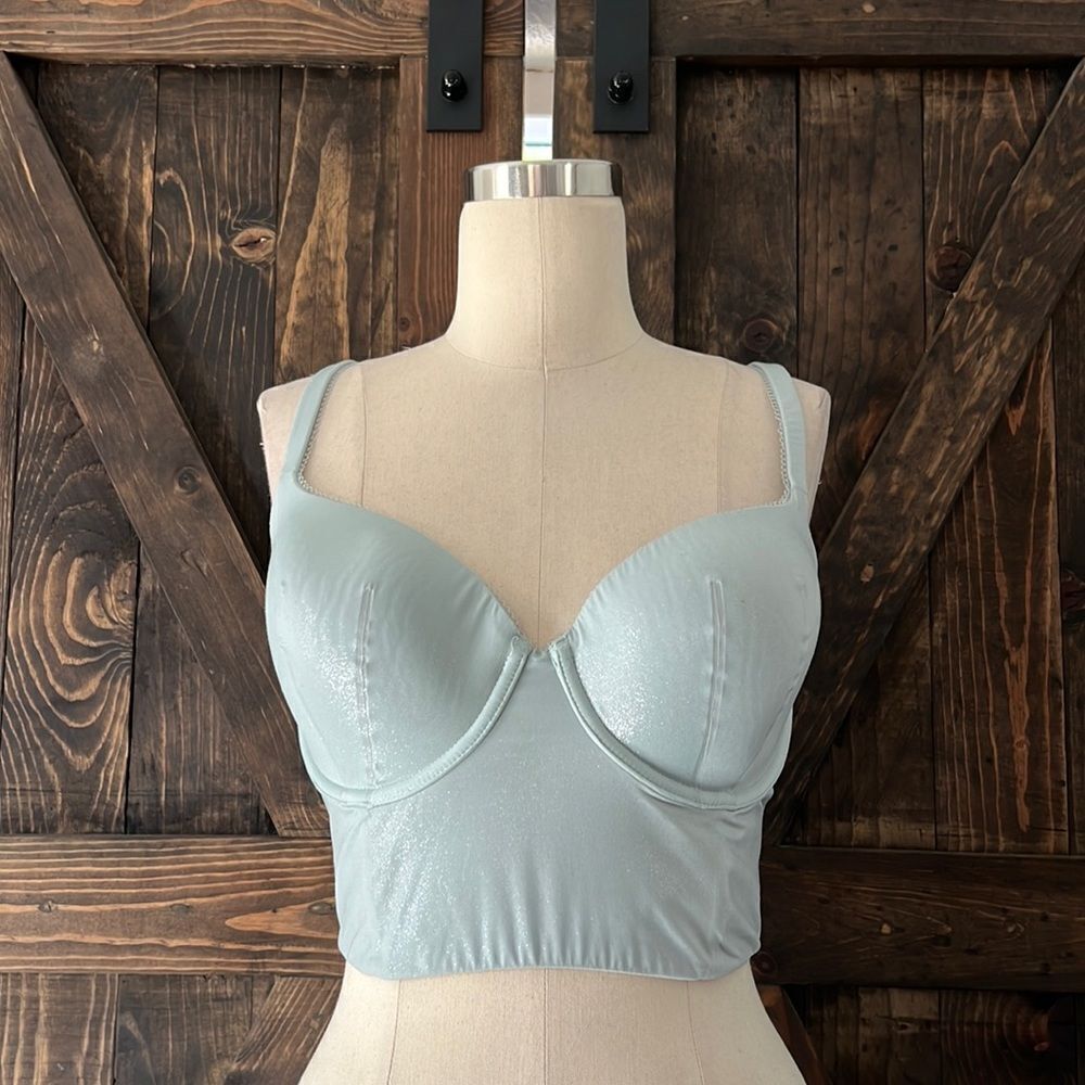 Victoria's Secret Sz 34DD Lined Long Double long Demi Bra  Sparkly